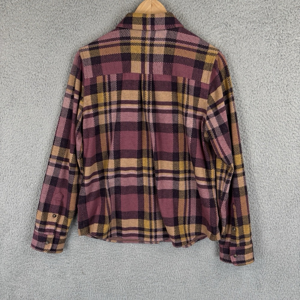 Faherty Legend Sweater Shirt Womens Medium Plum Plaid Soft Flannel Cozy Pockets - Picture 6 of 8